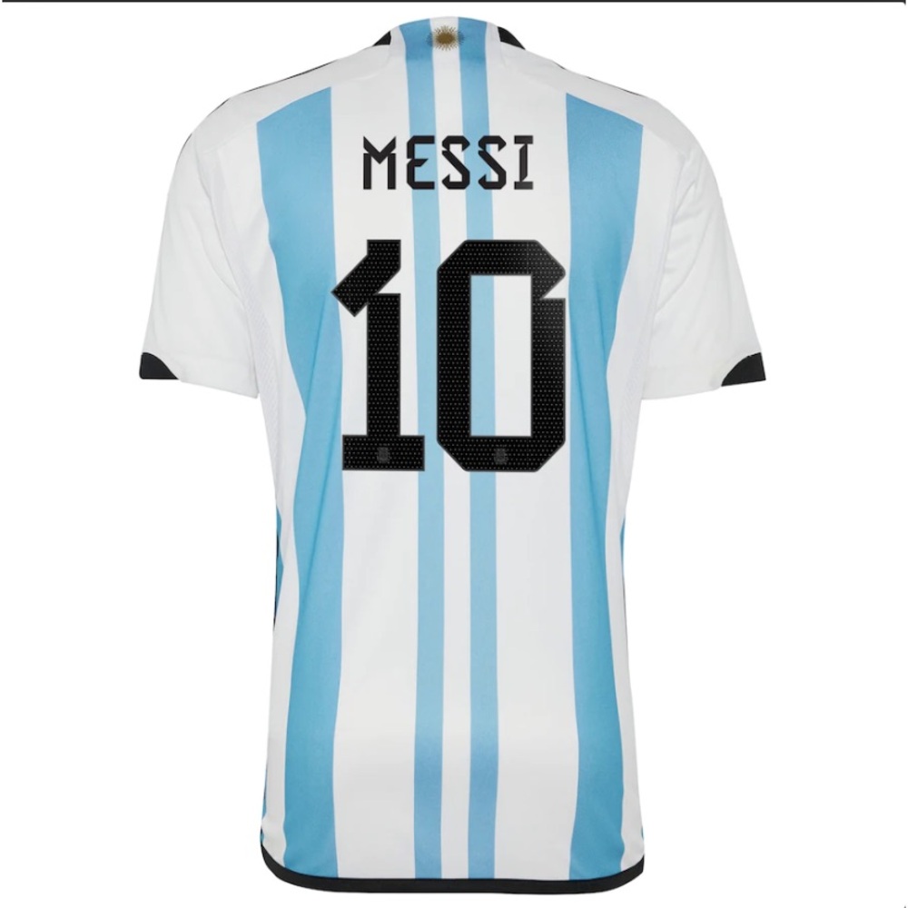 Lionel Messi Argentina National Team 2022 World Cup Winners Home Replica Jersey